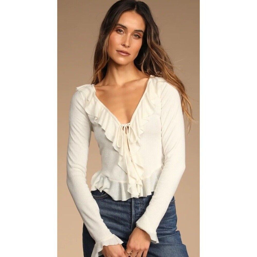 NEW Size Medium Free People Ophelia Top in Ivory MSRP $78